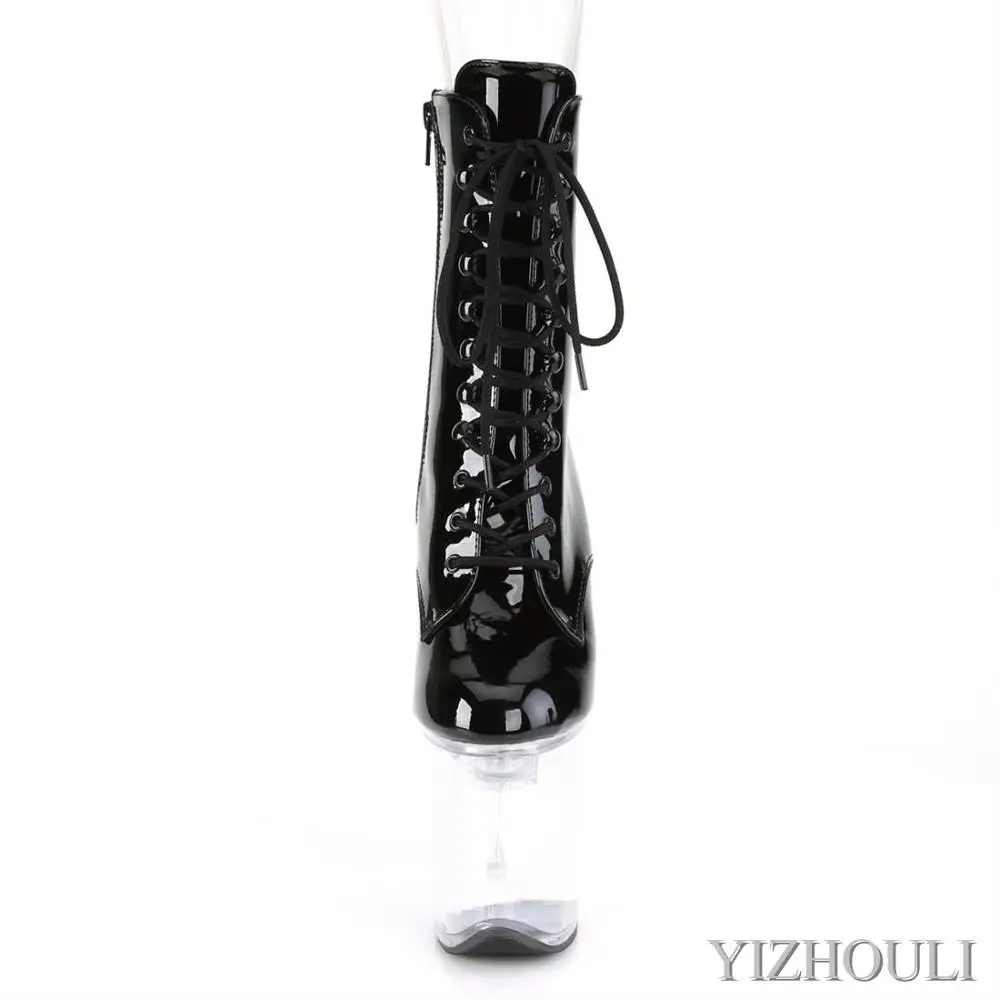 Sexy summer ankle boots, bright PU for pole dancing at parties and nightclubs, 20cm heels for model runway shows, dancing shoes