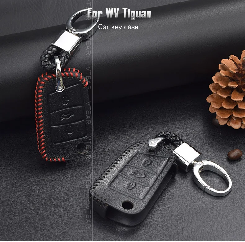 Vtear для Volkswagen VW Tiguan, аксессуары, автомобильный чехол для ключей, кожаный защитный чехол, брелок, автомобильные товары, ремонт