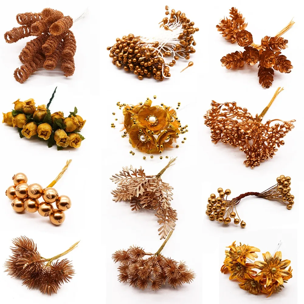 6-10-12-20-24-200pcs-Gold-Mixed-Hybrid-Flower-Cherry-Stamen-Berries-Bundle-DIY-Cake