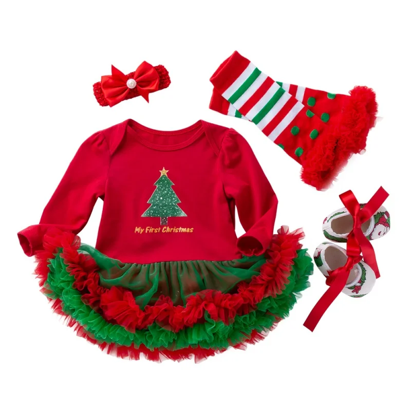 Newborn Baby Girl Clothes Brand Baby 4Pcs Clothing sets Tutu Romper Infant 0-2T Baby Christmas Outfits