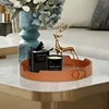 Leather Tray Nordic Creative Belt Buckle Metal Tray Round Decorative Plate Rectangular Home Storage Sample Room Decorations 3