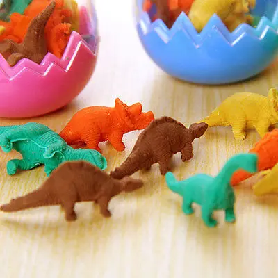 8 Pcs /Pack Mini Rubber Eraser Cute Dinosaur Egg Eraser Box School Stationery Office Supplies Random Color 2