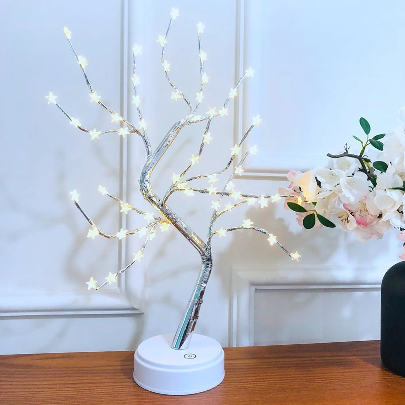 

LED USB Star Light Copper Line Table Lamp Indoor Bedroom Wedding Party Bar Christmas Decoration Light