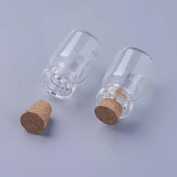 

20pcs 22x15mm Clear Tampions Glass Wishing Bottles Vials with Cork Bead Containers