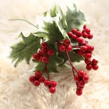 Рождественские ягоды бесплатно красные ягоды искусственные растения с цветами ветви вишни декоративные новогодние украшения дома