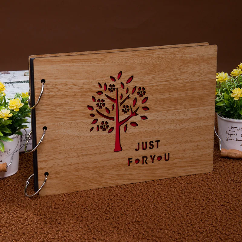 Мода DIY полые деревянные Обложка для фотоальбома на день рождения Подарок на годовщину свадьбы скрапбукинга DIY записная книжка Скрапбукинг фото альбом