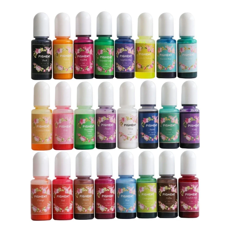 Epoxy Resin Pigment 48 Bottles High Concentrated Alcohol-Based Inks Epoxy Resin Pigment Translucent Crystals Liquid Resin Pigment Kit
