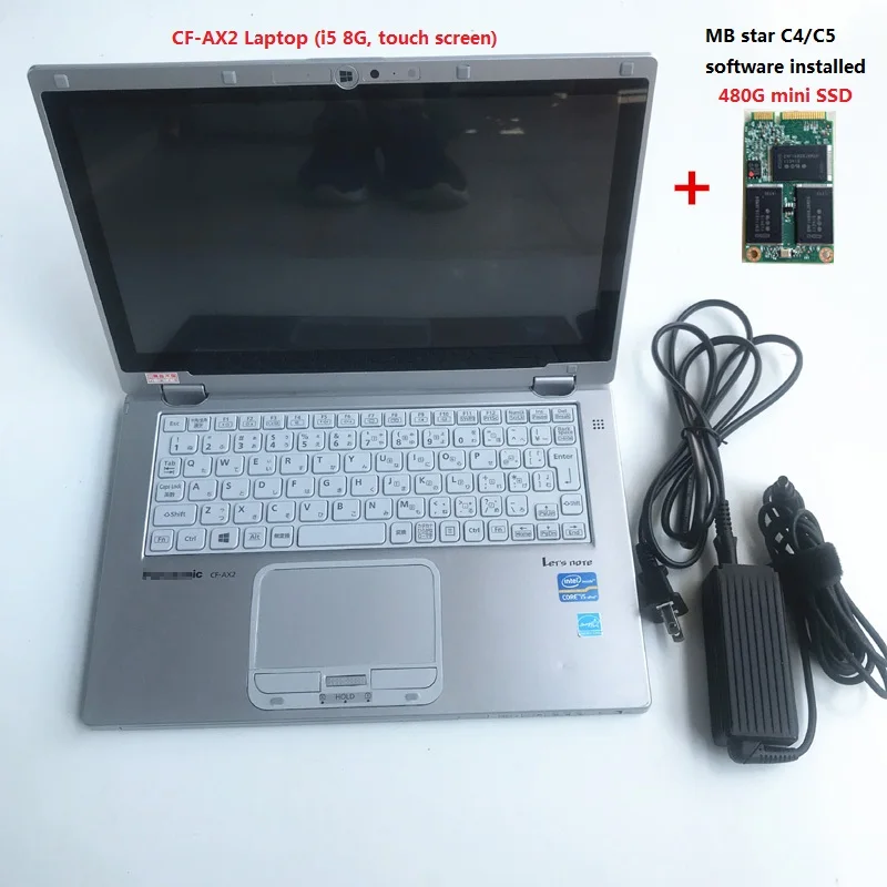 Сенсорный экран для ноутбука Panasonic CF-AX2 б/у планшет i5 8G вращающийся на 360 градусов с двумя аккумуляторами - Цвет: with 480G C4C5