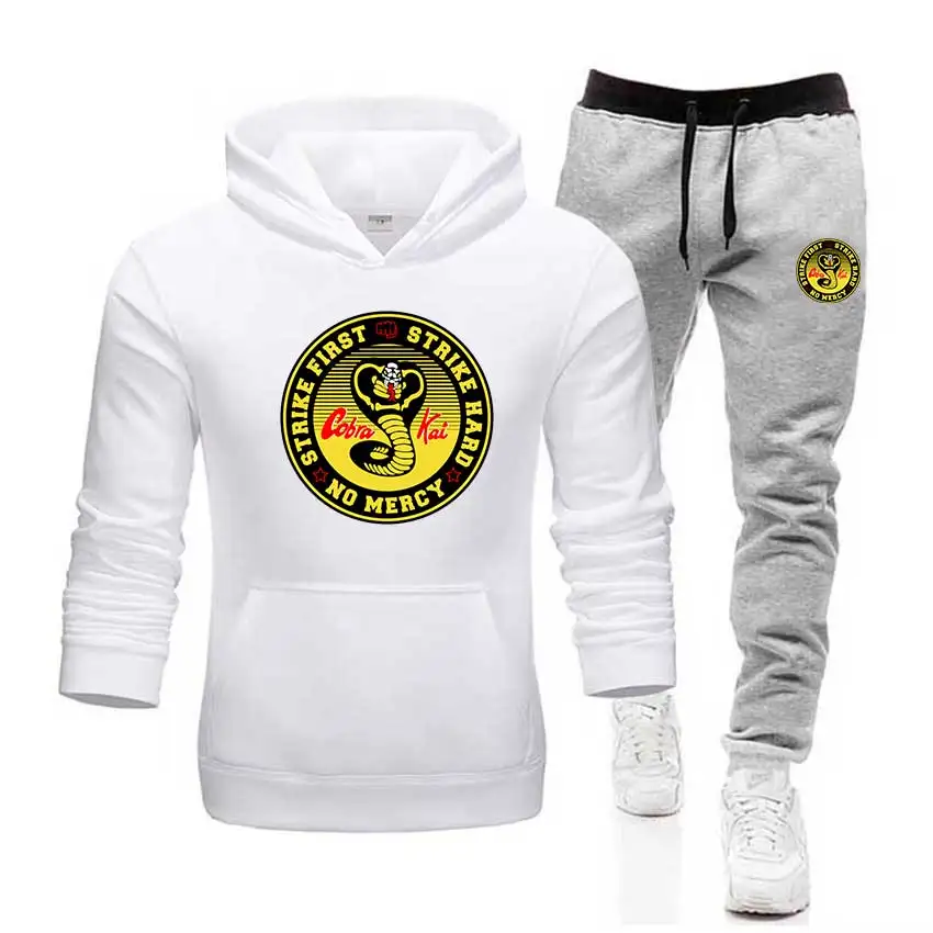 Cobra kai cobra conjuntos hoodies + calças