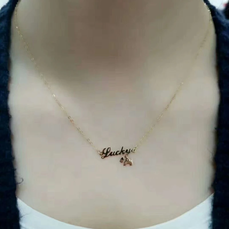 VOJEFEN "Lucky" ожерелье персонализированное первоначальное ожерелье s в 18k золото Высокая мода счастливый кулон
