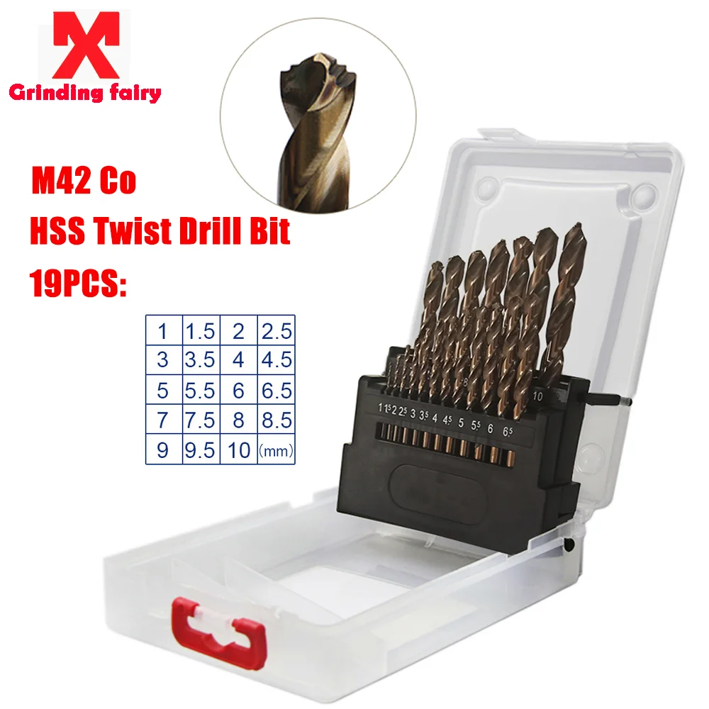 

MX 25pcs M42 Co HSS Twist Drill Bit 8% High Cobalt Stainless Steel Twist Drill Set Metal Hole Opener Metal Wood Opening 1-10mm