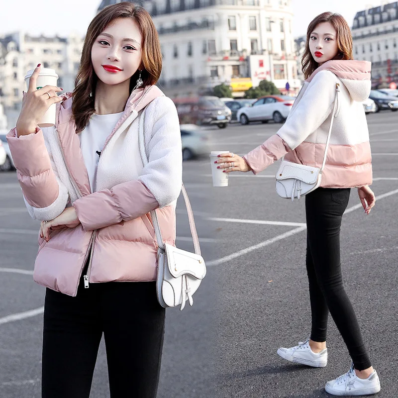 

2019 Winter New Style Cotton Coat Versatile Korean-style Loose-Fit Lambs Wool Joint Small Cotton-padded Clothes Women's Short Co