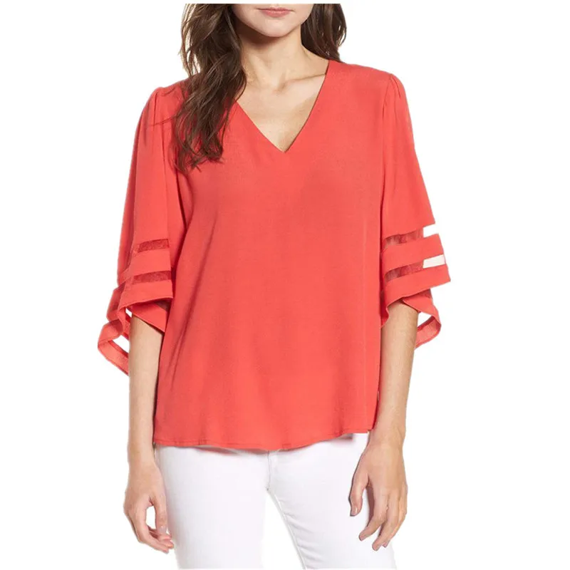 

harajuku blouse women tops plus size v-neck woman shirts striped print loose fashion batwing sleeve comfortable female shirt