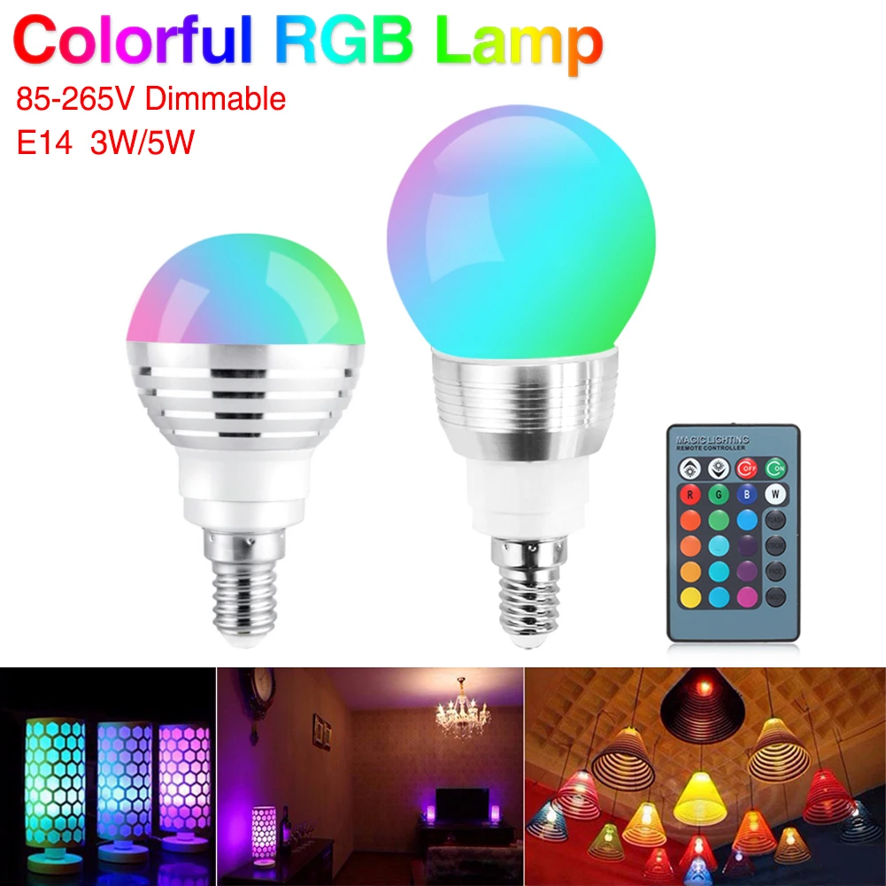 

AC 85-265V 3W E27 Base Party Bulb+IR Lampada Controller Control Changeable Colorful RGBW LED Lamp RGB LED Light Colorful Lamp