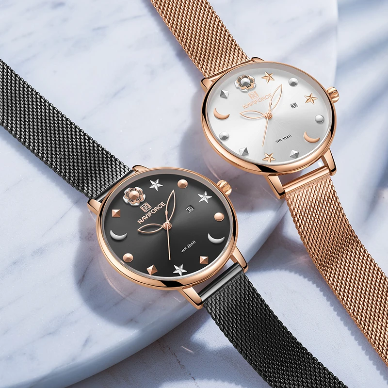 NAVIFORCE лучший бренд класса люкс Для женщин часы; Мода и простота стильный Нержавеющая сталь женские часы-браслет Relogio Feminino подарки