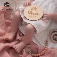 Rainbow Milestone Baby Wooden Cards Newborn Birthday Number Monthly Photography Accessories Birth Anniversary Baby Gifts For Kid 6