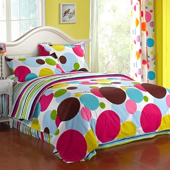 

Dreamort 100%cotton Colorful candy Pastoral Style 4pcs Twin Queen size Bedding Set Bed sheet+Duvet cover+Pillowcase