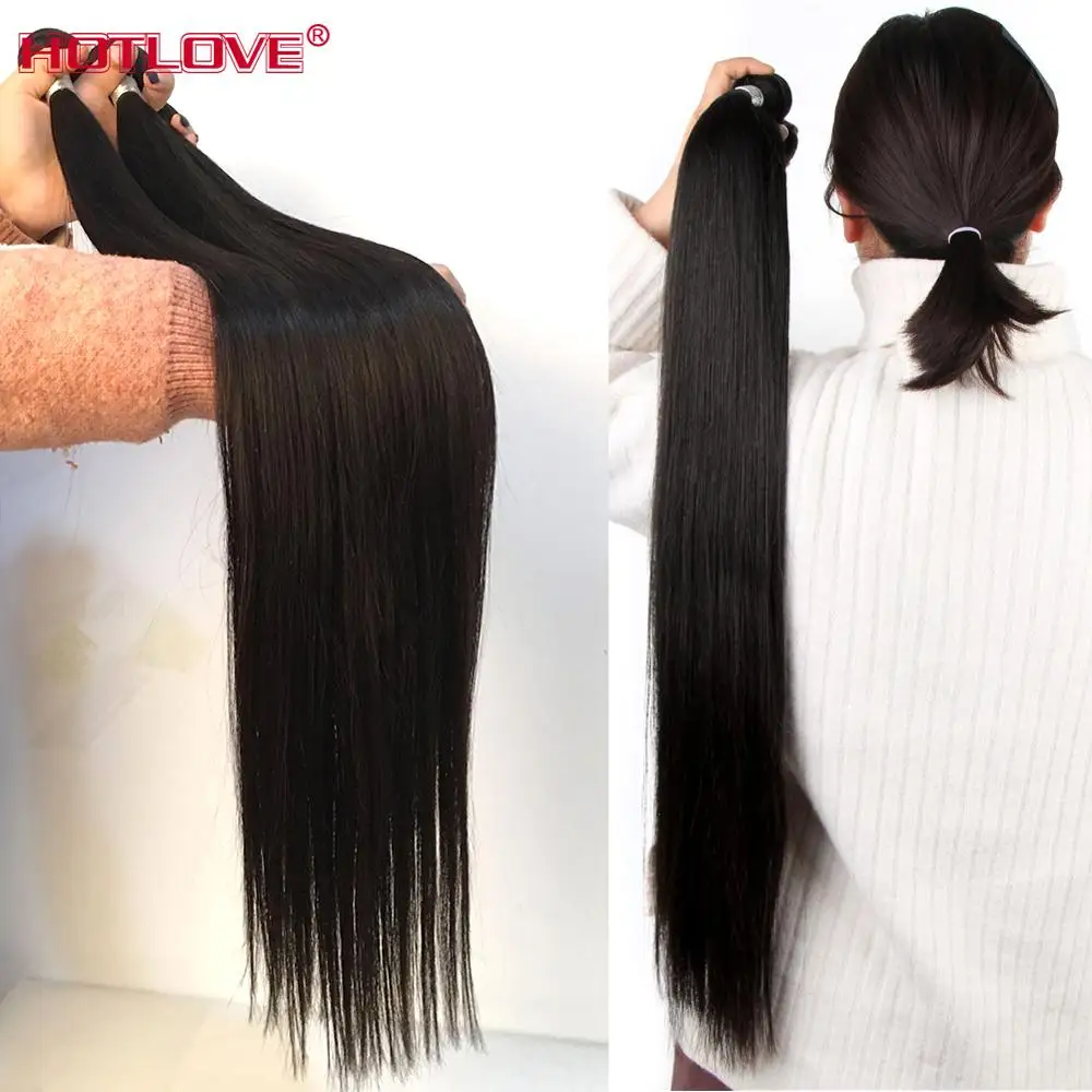 Brazilian Straight Hair Weave Bundles 8-40" Mixed Long Hair 100% Human Hair 1/3/4 Bundles Natural Color Remy Hair Extensions