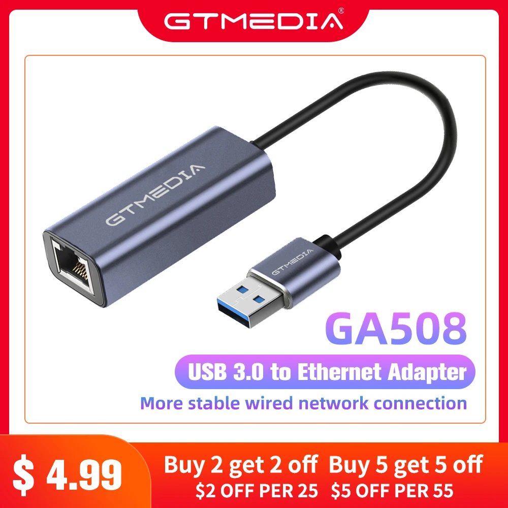 GTMEDIA адаптер USB3.0 утра до RJ45 Gigabit Ethernet LAN проводной сетевой 10/100/1000 Мбит/с конвертер