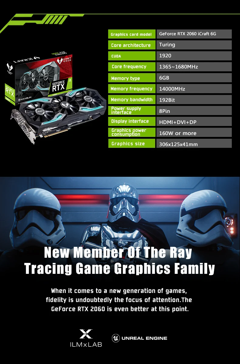 Видеокарта MAXSUN rtx 2060 iCraft 6G 192bit GDDR6 12nm TU106 1920 единиц 1365 МГц 14000 МГц HDMI+ DP+ DVI pc Видеокарта gtx 960