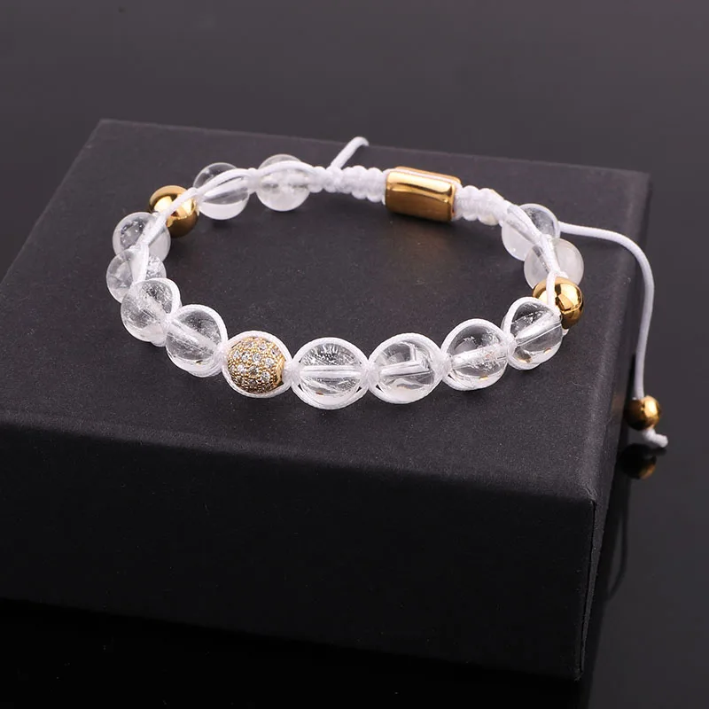 New Design Natural Stone Citrine Crystal Quartz Beads CZ Pave Charm Friendship Macrame Beads Bracelet Women - Image 6