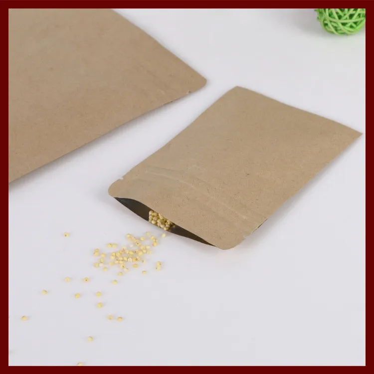 

11*18.5 100pcs brown self zip lock kraft paper bags Flat for gifts sweets and candy food tea jewelry retail package paper
