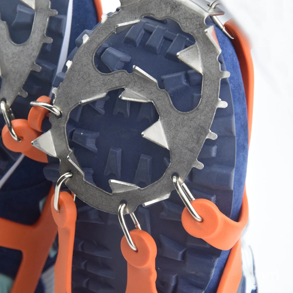 Цепи безопасности уличные бутсы спортивные Crampon обуви шипы ледяной захват сталь альпинистские Захваты снег Нескользящие 18 зубов