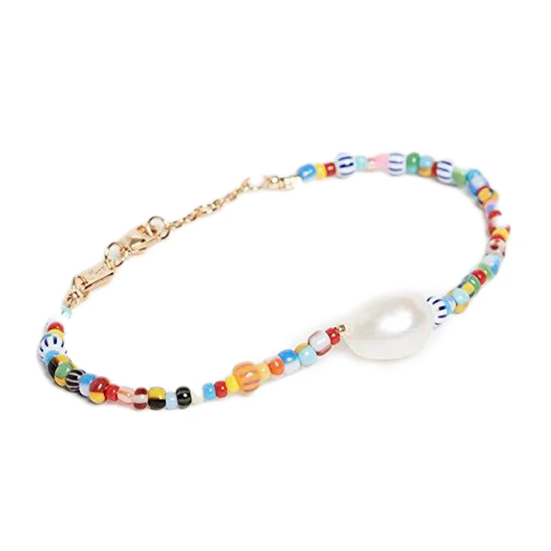 Colourful Anomalistic Boho Bracelet With Freshwater Pearl Adjustable Vintage Friendship New Year gifts Fashion Jewelry