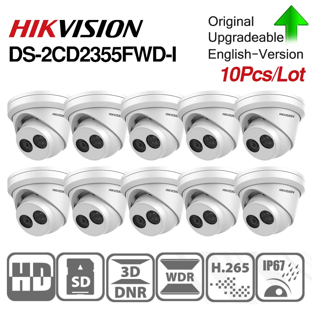 Hikvision Оригинал DS-2CD2355FWD-I IP поворачивающаяся камера 5,0 мегапикселей сетевая камера, POE IR30 IP67 Встроенный слот для SD карты для дома
