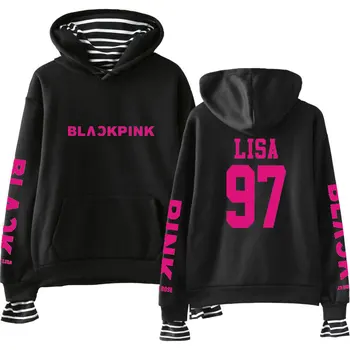 

Kpop BLACKPINK Fake Two Piece Hoodies Women Men Harajuku Hip Hop Sweatshirt Hoodie All Member Name Printed Fleece Jacket Clothes