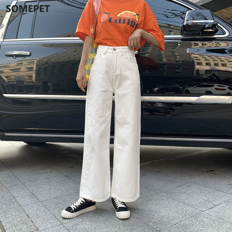 

Wide Leg Jeans Women Maxi Loose Street Jeans Mujer Plus Size Black White High Waist Jeans Femme Boyfriends Mom Denim Pants