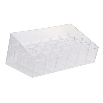 

24 Grid Lipstick Makeup Brush Freestanding Bedroom Home Salon Protective Dustproof Tools Dressing Table Display Stand