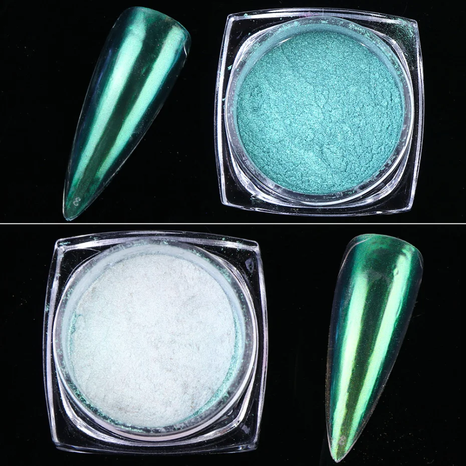 0,5 г хромированный Блестящий Порошок для ногтей ледяной прозрачный зеркальный гель пигмент сияющая Волшебная пыль маникюрный Dip порошок 12 цветов LAJK01-12