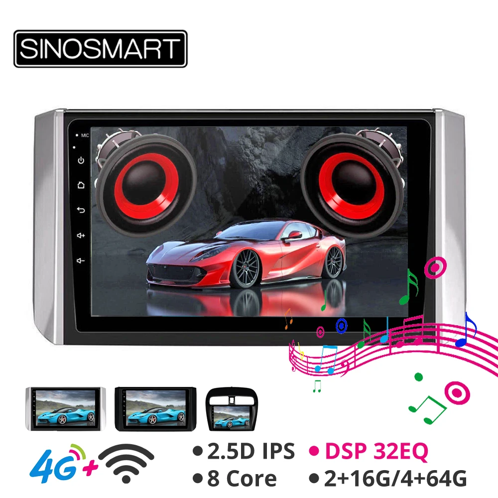 

Sinosmart Android 8.1 Car GPS Navigation Radio for Mitsubishi Xpander Mirage 2din 2.5D IPS/QLED Screen