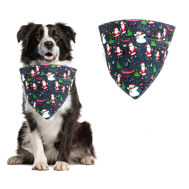 Christmas Dog Cat Bandana Christmas Pet Collar Scarf Bib Grooming Accessories Triangular Bandage Collars for Small Medium Dogs