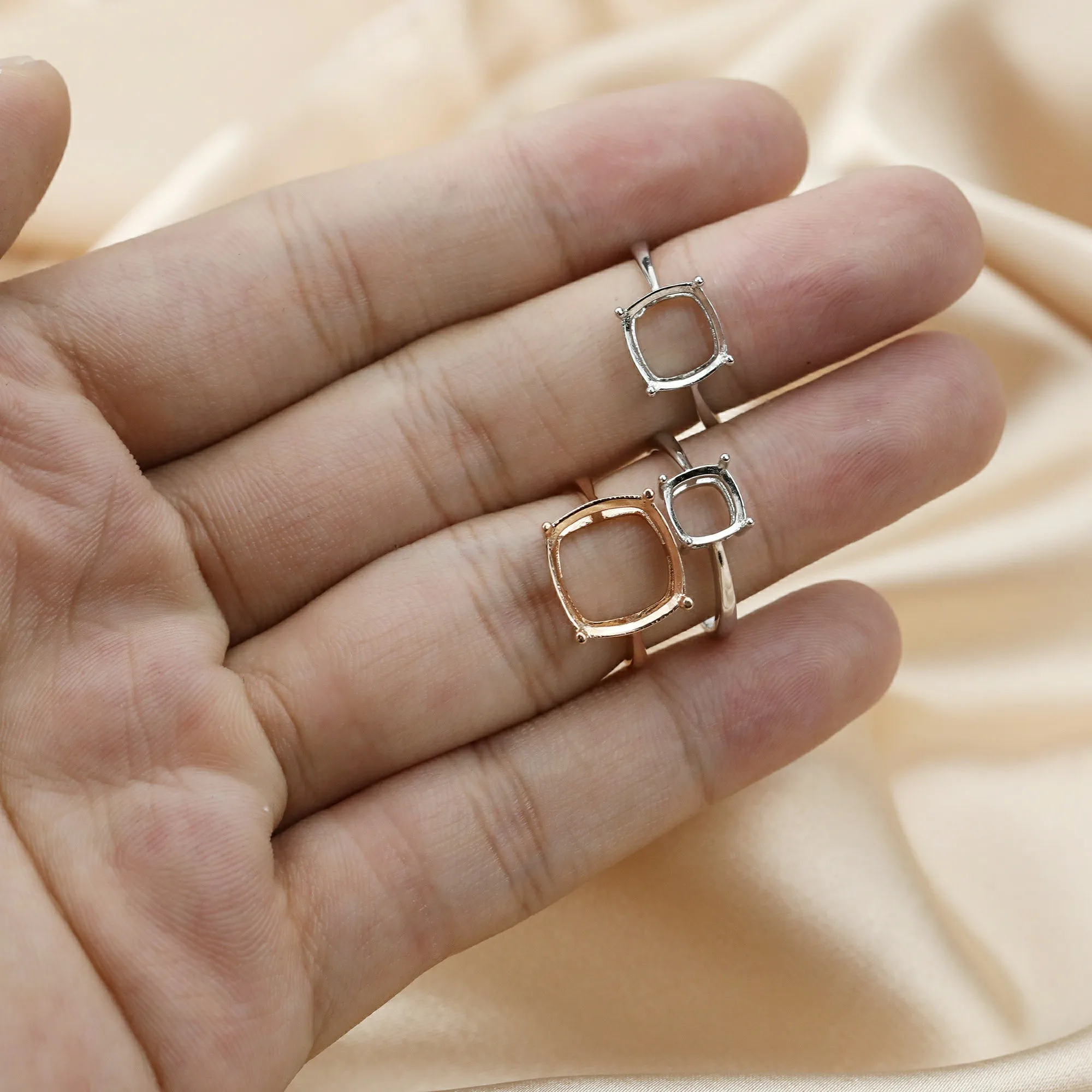 【レア✨】合成 ズルタナイト シルバー CZ リング 5-15mm rose gold silver square Gems CZ stone prong setting