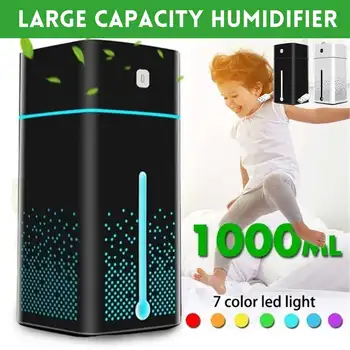 

1L Cool Mist Humidifiers Air Humidifier Ultrasonic Essential Oil Aromatherapy Diffuser Large Capacity 7 Color LED Night Light