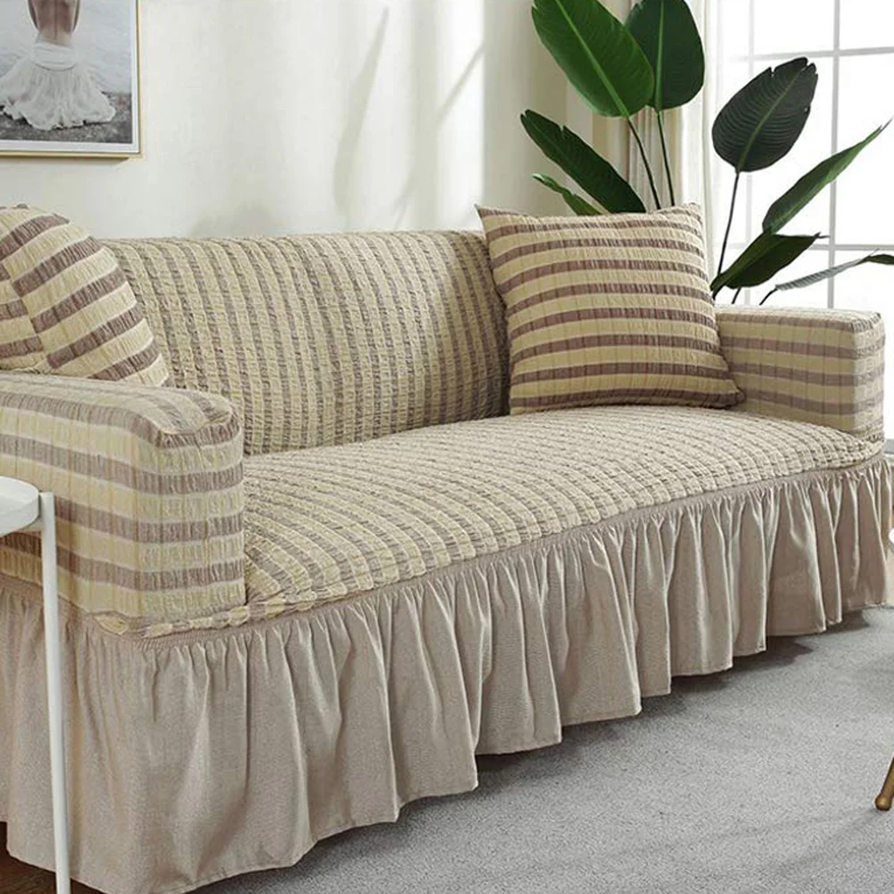 

1 Pcs European Elastic Stretch Sofa Cover with Skirt Full Cover Sofa Non-Slip Slipcover Furniture Covers for Living Room Decor