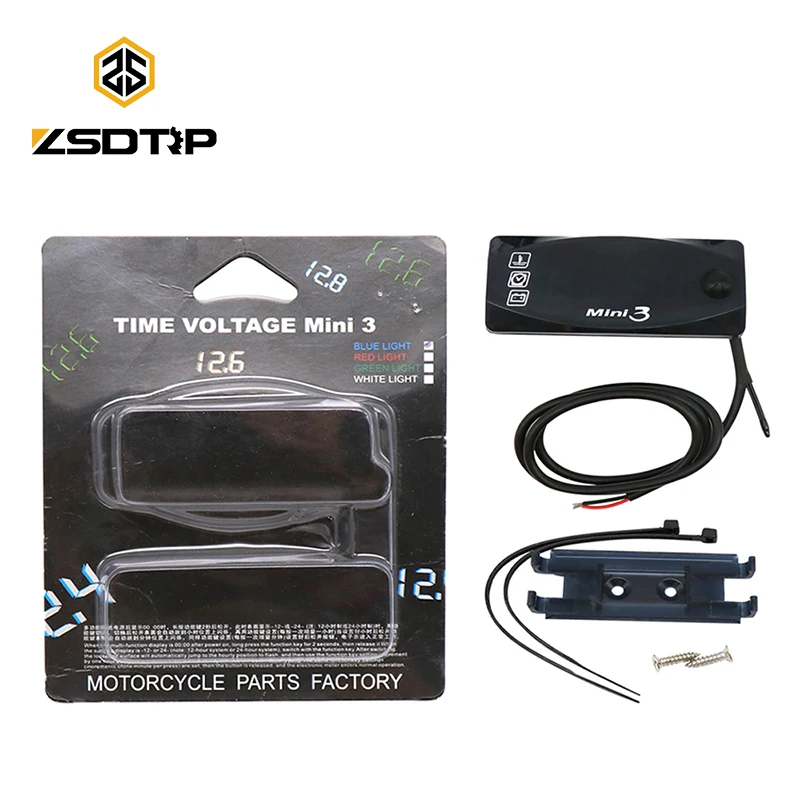 ZSDTRP Motorcycle Modified Universal Meter koso Water Temperature Voltmeter Time Display Mini 3 in 1 | Автомобили и мотоциклы