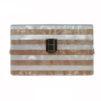 

WoMan Striped Acrylic Clutch Patchwork Evening Bag Party Handbag Bridal Purse