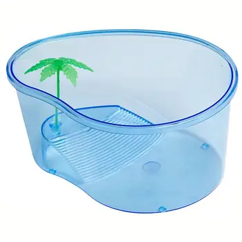 

1 Pc Turtle Tortoise Terrariums Tank Reptile Habitat With Balcony Terrace Reptile Aquarium Tank For Home Sky-Blue