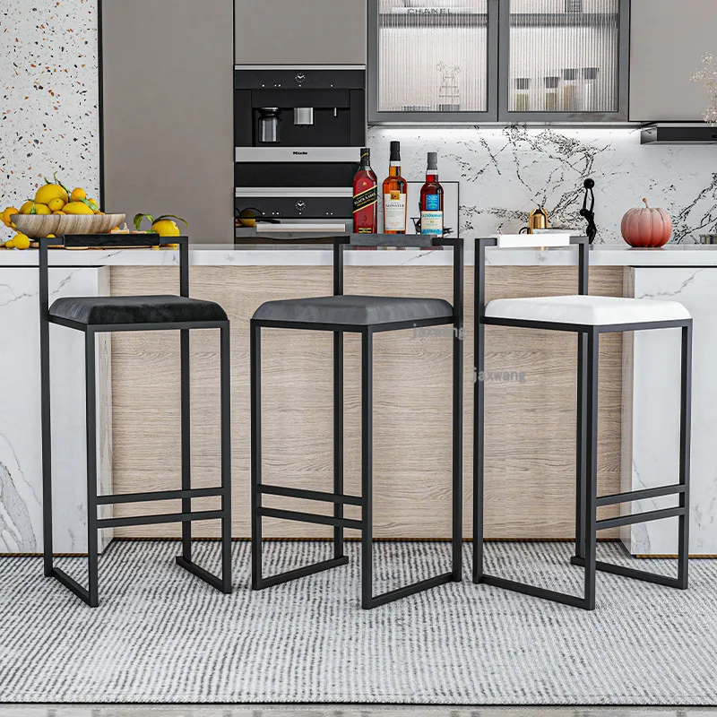 Nordic Luxury Creative Bar Chair Velvet Counter Bar Stools Modern Simple Chairs Home Kitchen Furniture Iron High Stool