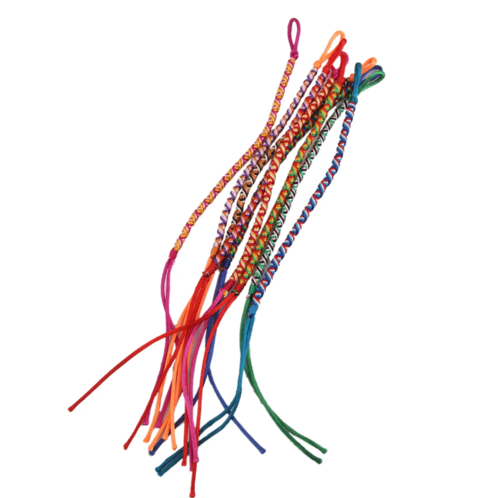 9 Handmade Braid Strands Friendship Cords Hippie Boho Bracelets Anklets Bulk Lot