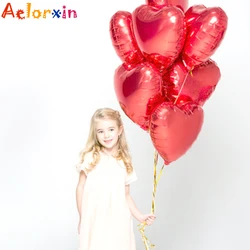 Ballons en aluminium à motif de cœur, 10 pièces/lot, 18 pouces, pour décor de mariage d'anniversaire pour enfant et adulte, fournitures de fête d'anniversaire 