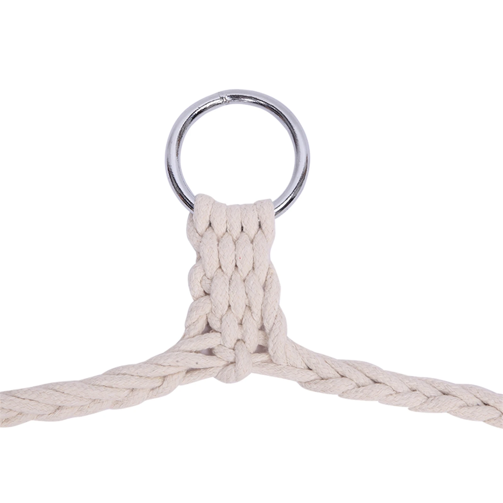 Cotton Rope Net Hammock Chair Set with Wooden Stick Beige Bohemia Style Hanging Hook Safety Bedroom Garden Tree Hanging Seats