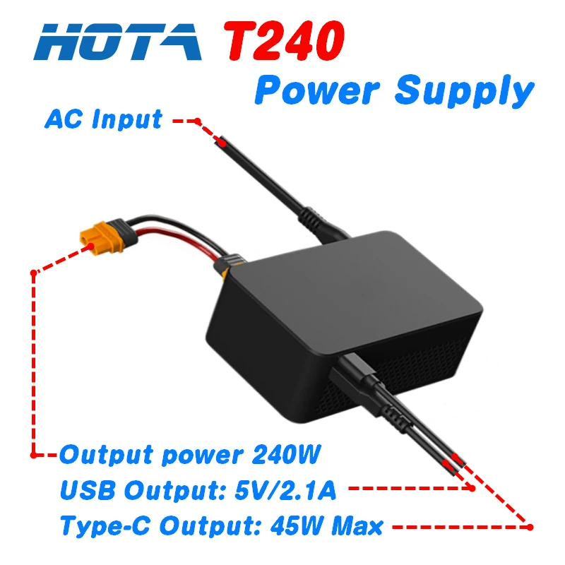 HOTA T240 240W Power Supply for Hota P6 Smart Balance Charger With 45W