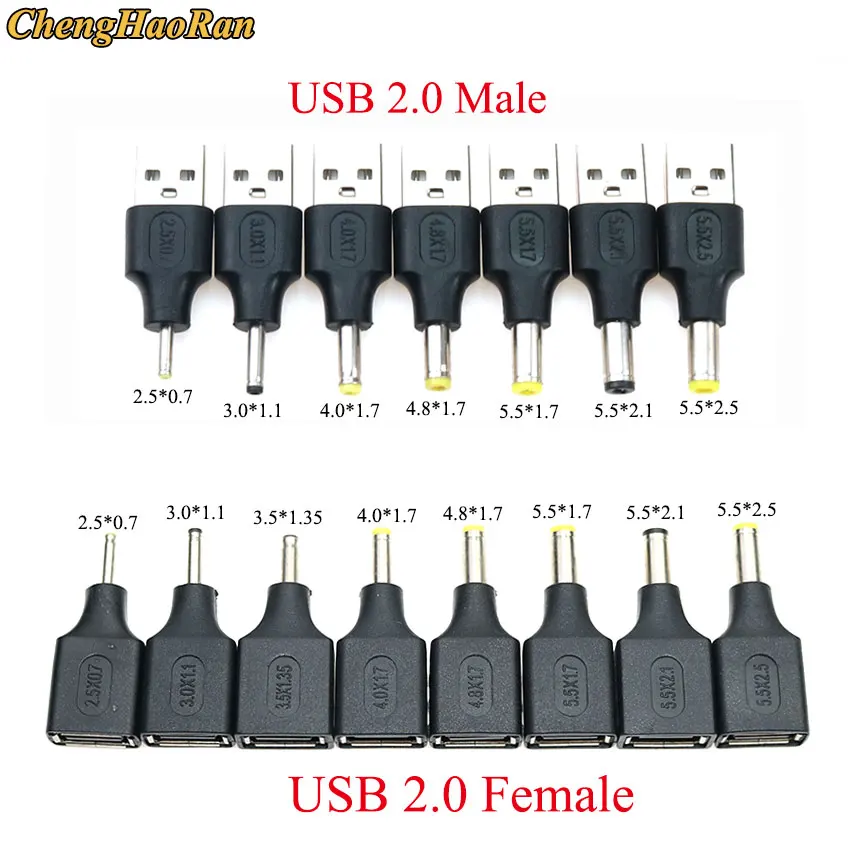USB 2 0 Тип A папа к 5*0 7 3 0*1 1 4 8*1 5 5*1 5*2 5x2 мм штекер в постоянного тока адаптер