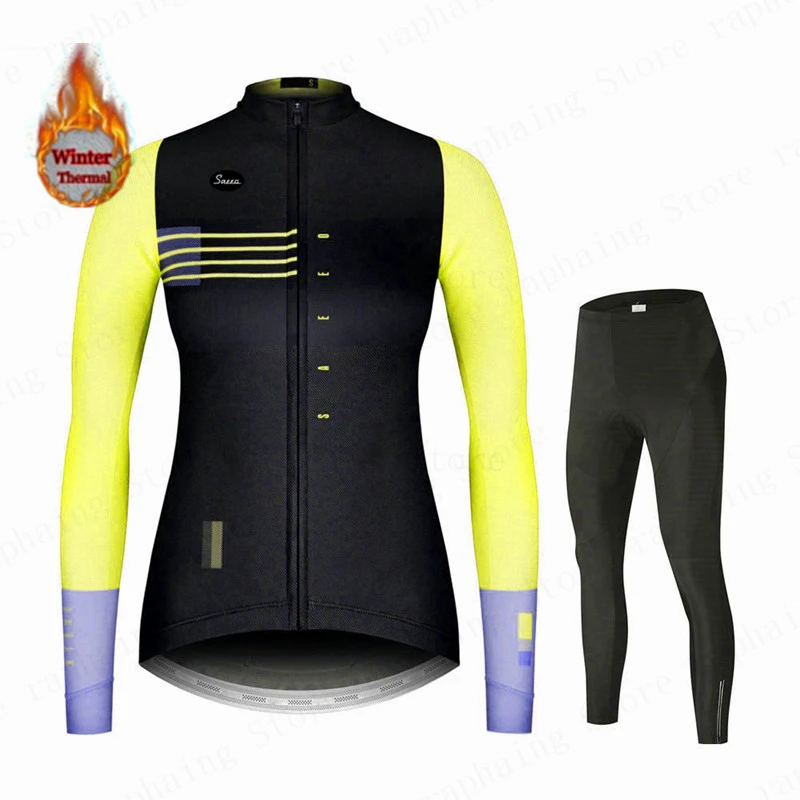 Cycling Jersey Set Women Cycling Clothing Winter Fleece Long Sleeve MTB Female Thermal