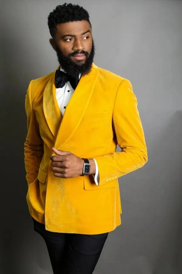 Costume Homme Yellow Velvet Jacket 