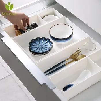 

Adjustable Drawer Style Make Up Storage Box Plastic Sundries Cosmetic Separator Divider Cutlery Kitchen Organizer Finishing Box